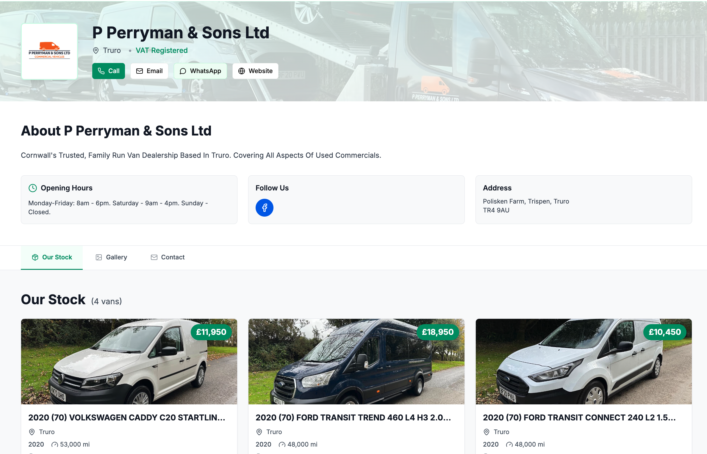 p perryman & sons ltd microsite on Only Vans