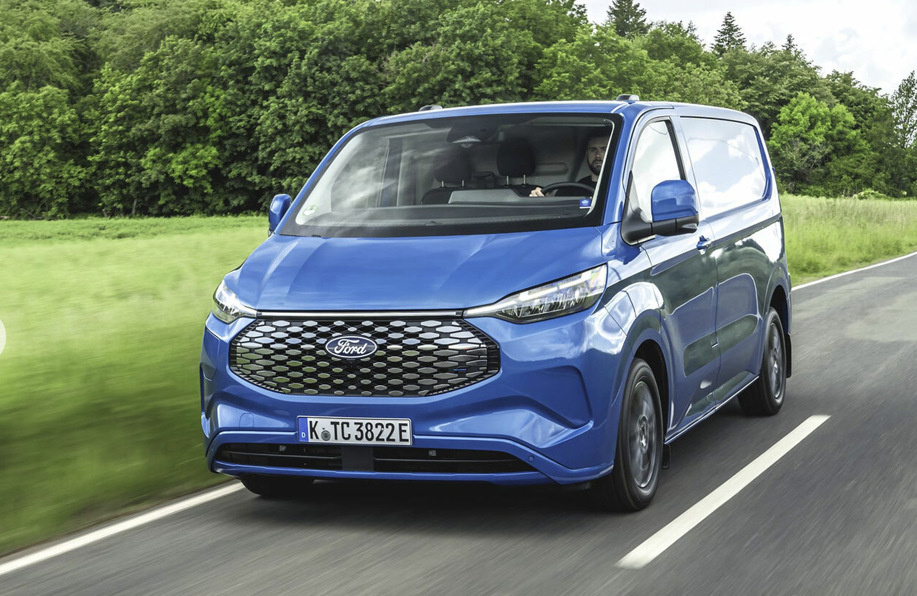blue ford e transit custom