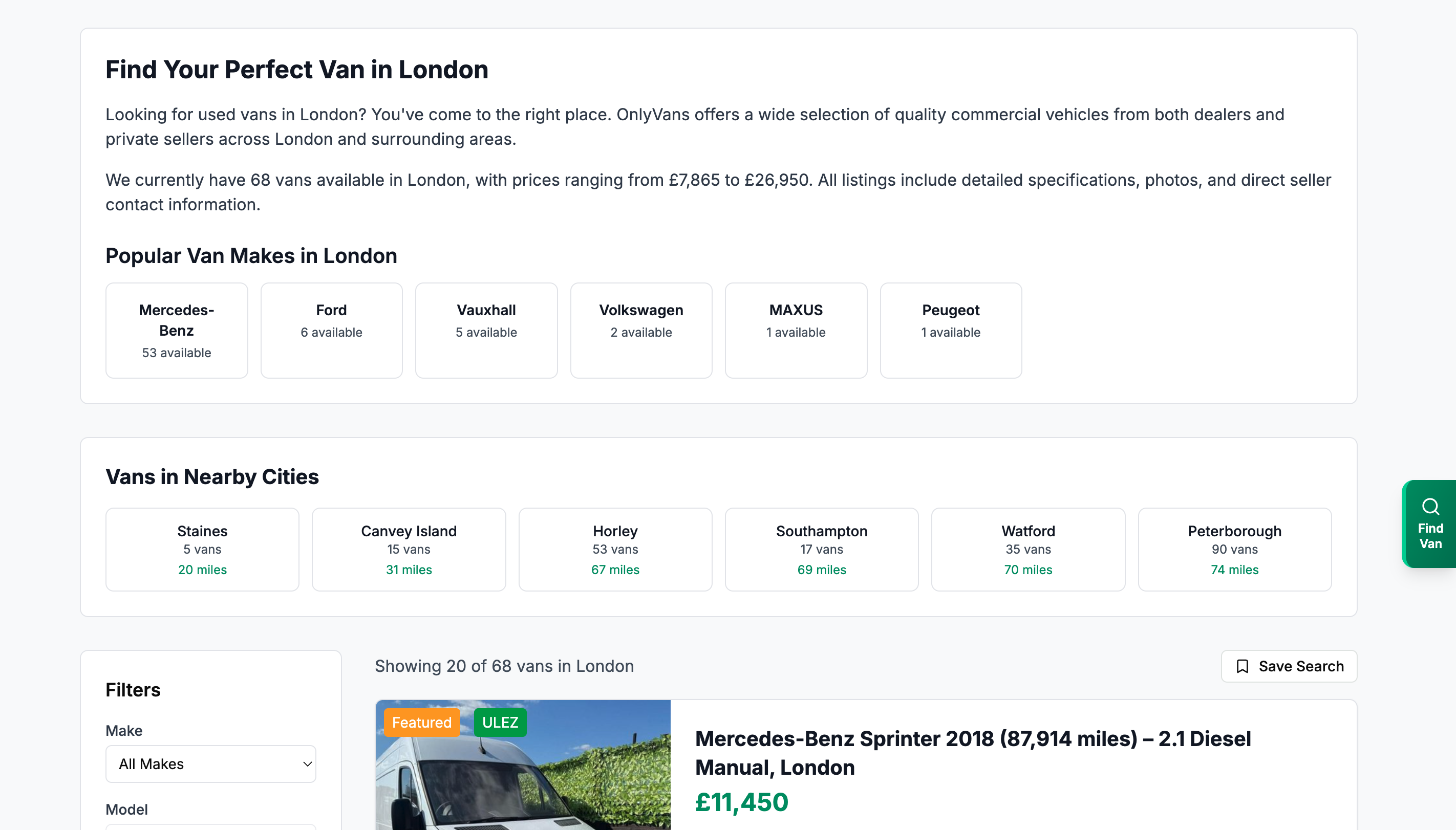 used vans in London area