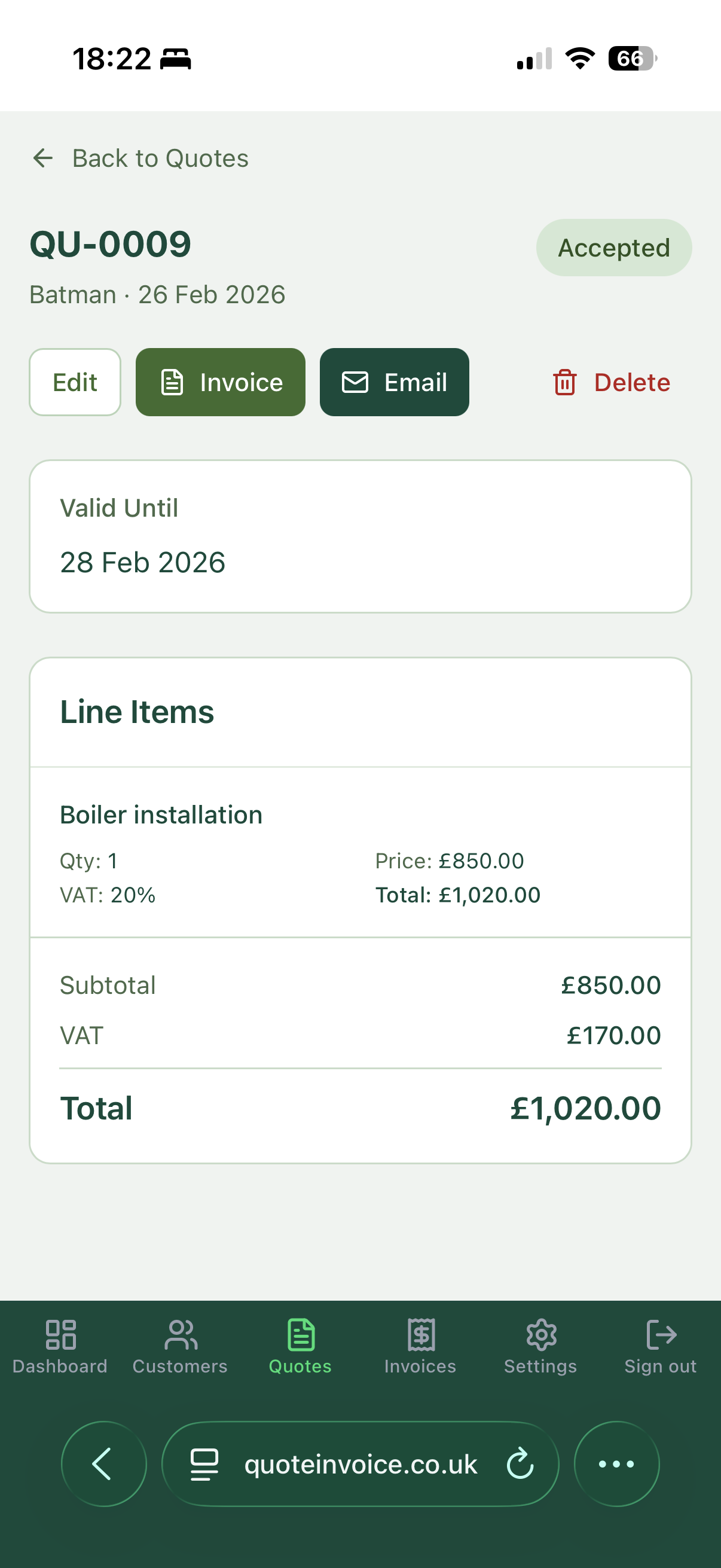 Quote conversion process